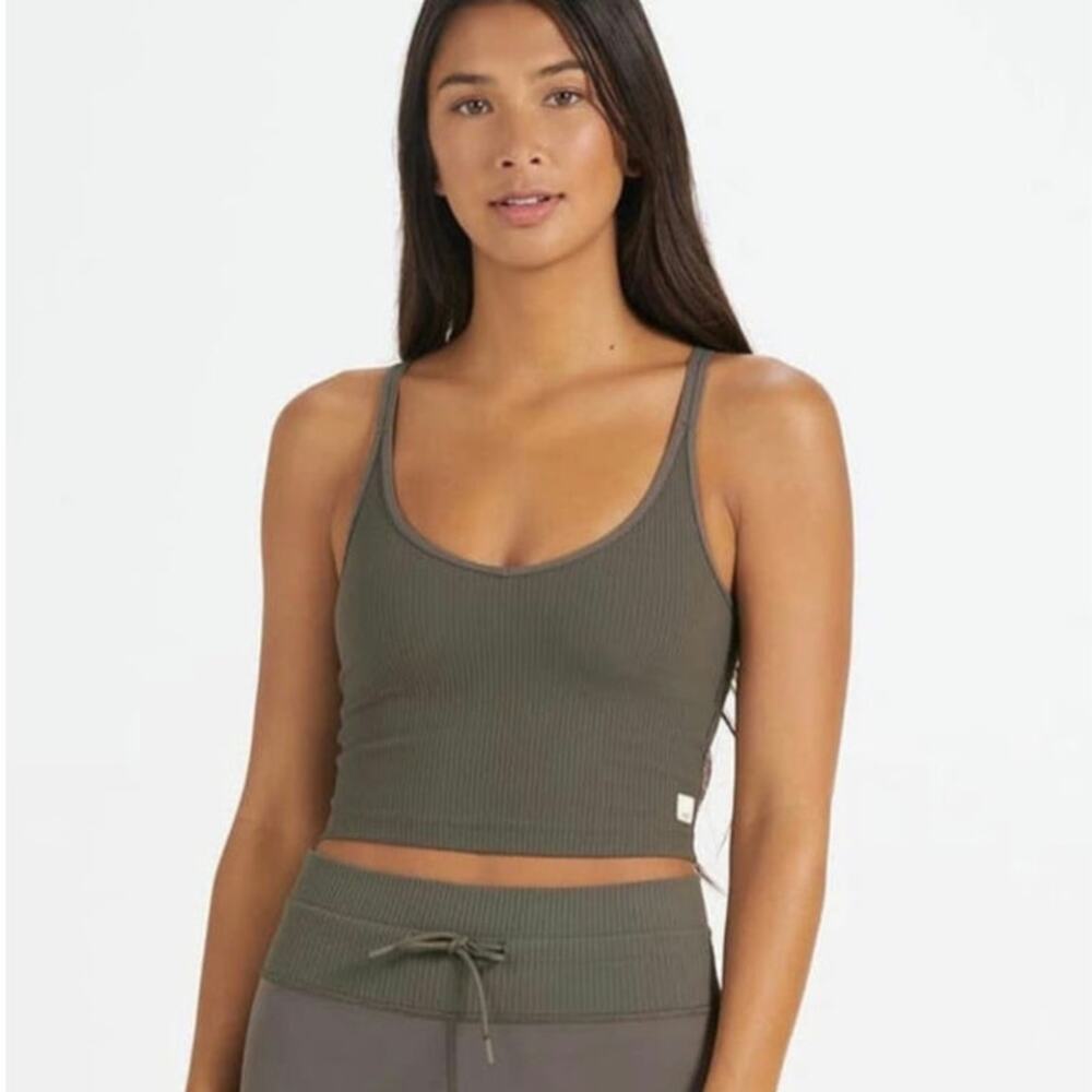 VUORI Rib Ribbed Crop Tank Top In Oregano Sz XL